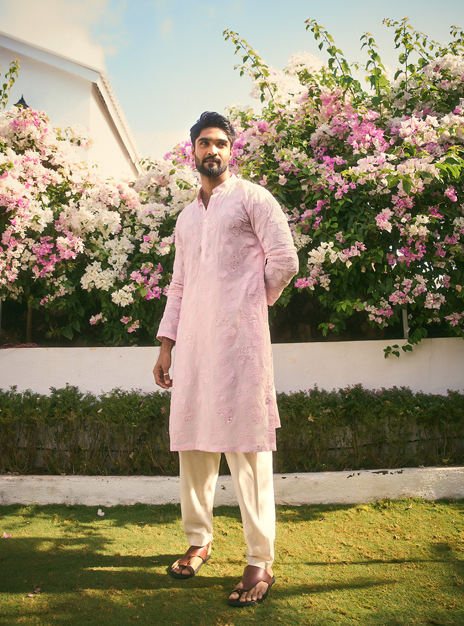 3D APPLIQUE+ HAND EMBROIDERED ROOHAFZA PINK KURTA My Store