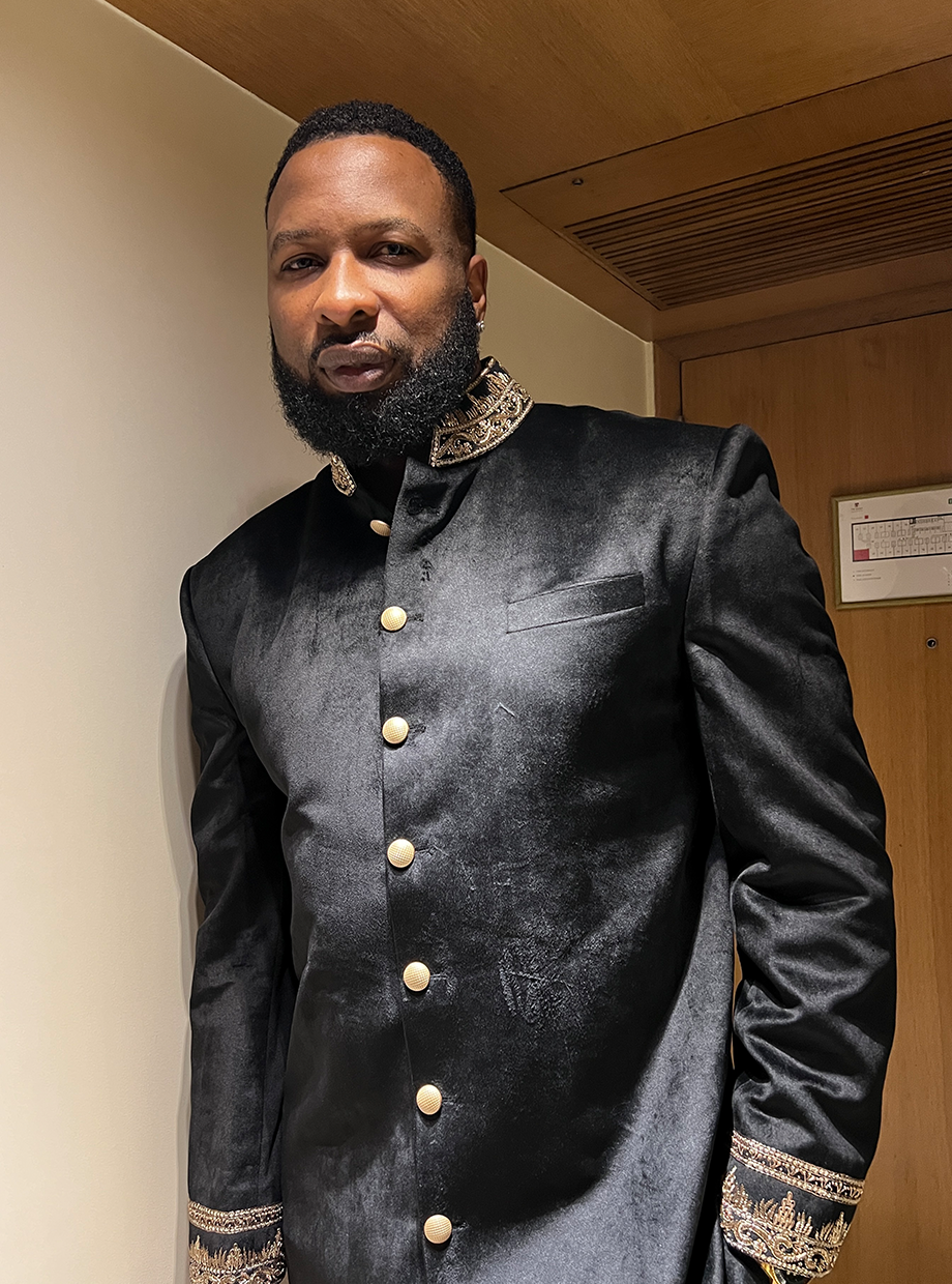 Raven Black Suede sherwani With Hand Zardozi Detailing My Store
