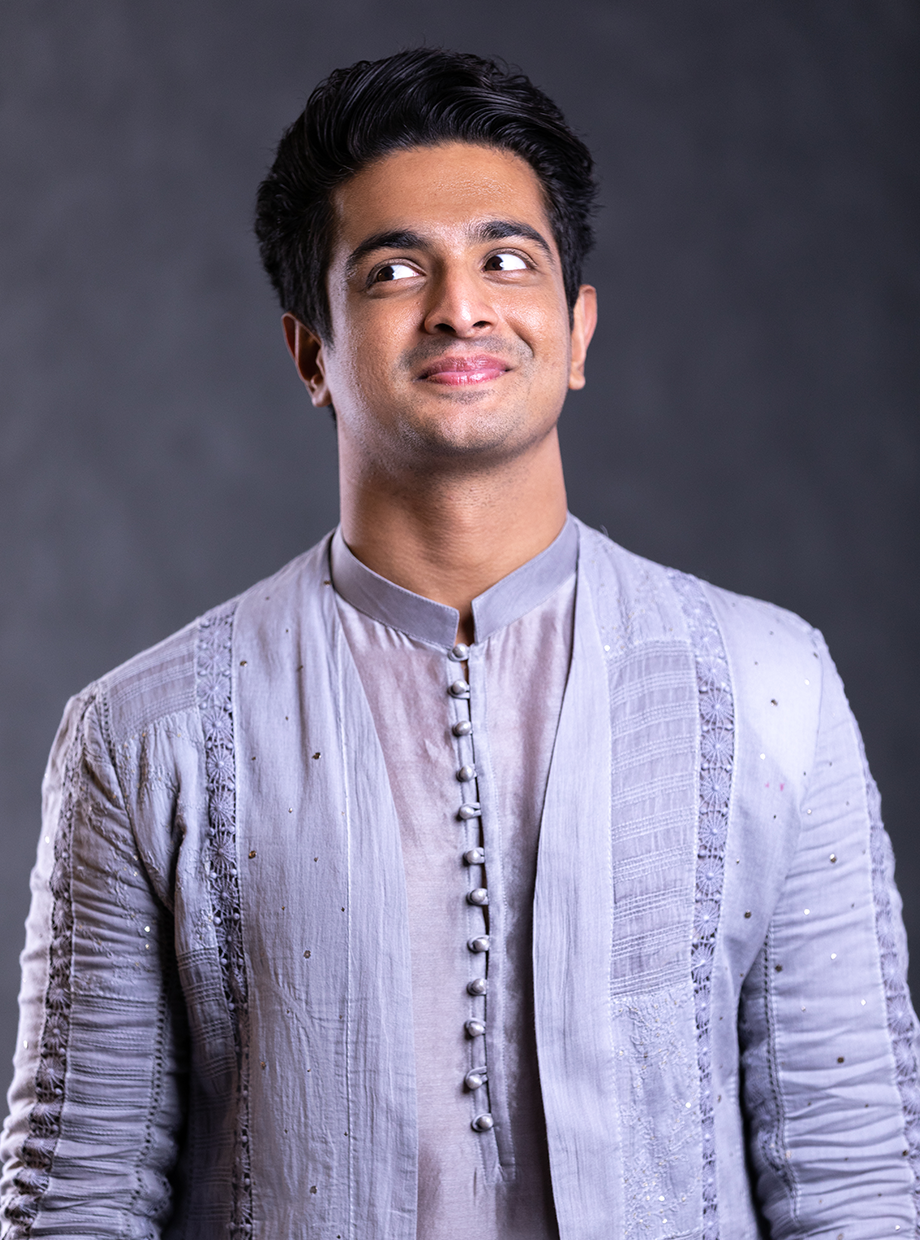 DOVE GREY EMBROIDERED JACKET & CHANDERI KURTA SET My Store