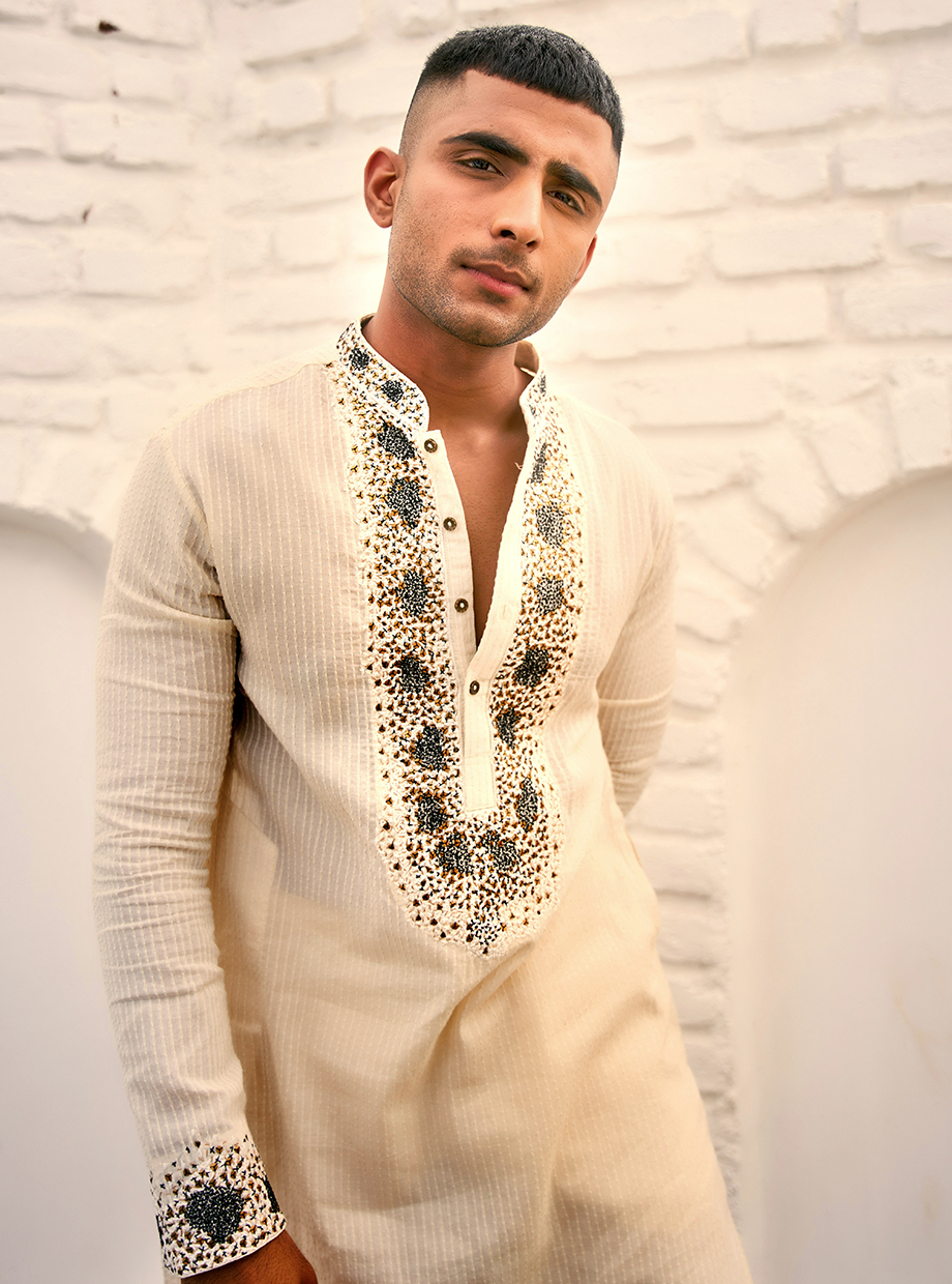 ABSTRACT ROSE HAND EMBROIDERED KURTA My Store