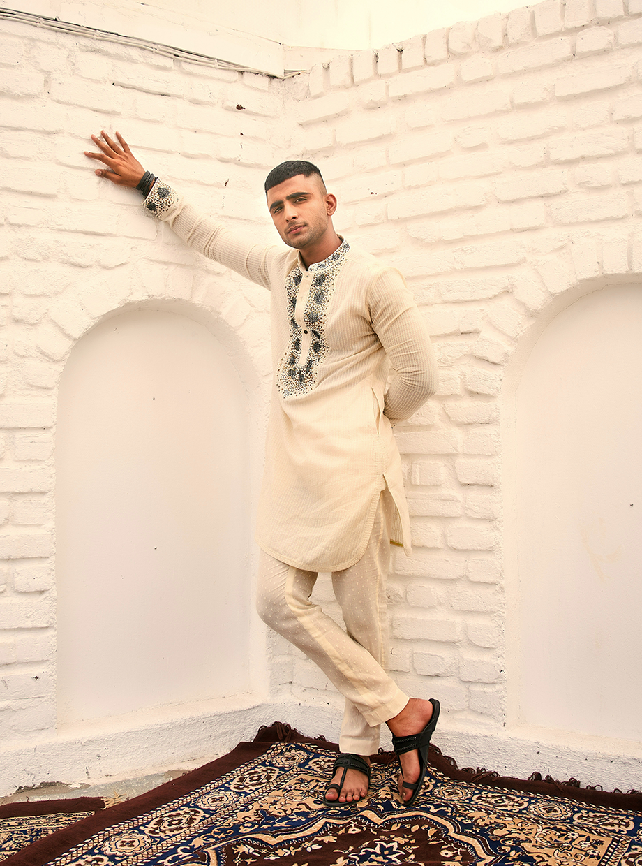 ABSTRACT ROSE HAND EMBROIDERED KURTA My Store