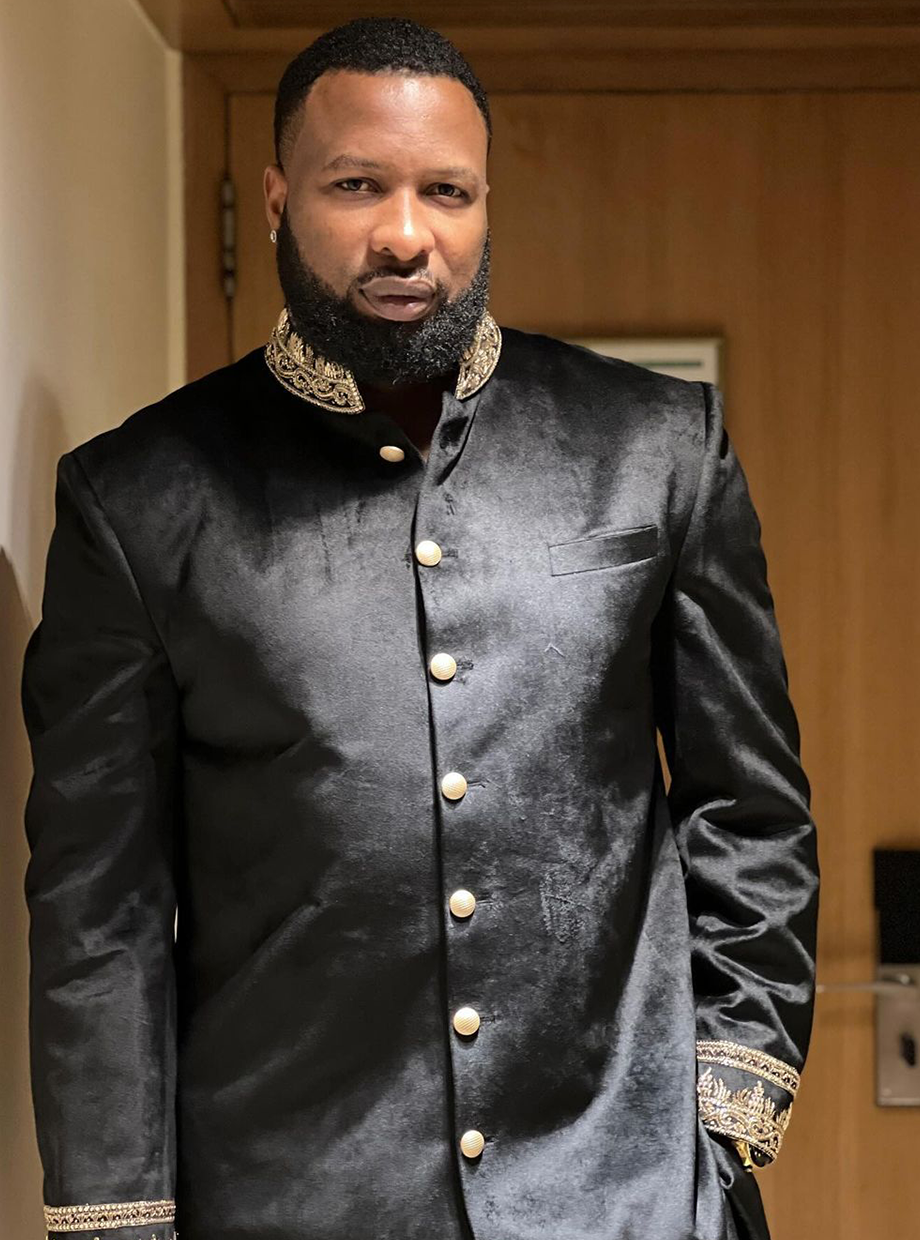 Raven Black Suede sherwani With Hand Zardozi Detailing My Store