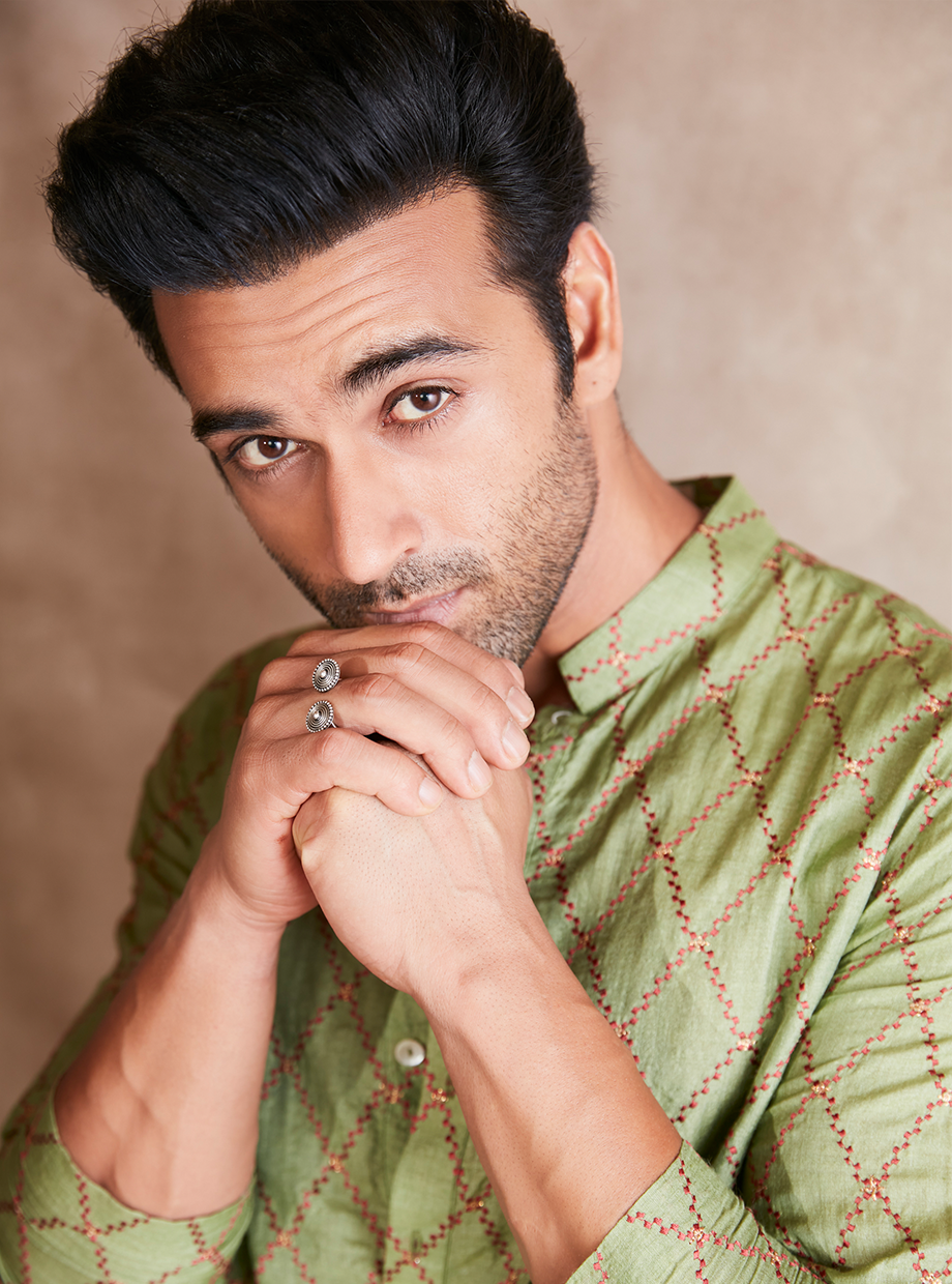 MOONGA TUSSAR SILK MOSS GREEN SHORT KURTA My Store