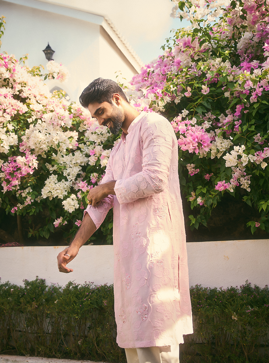 3D APPLIQUE+ HAND EMBROIDERED ROOHAFZA PINK KURTA My Store