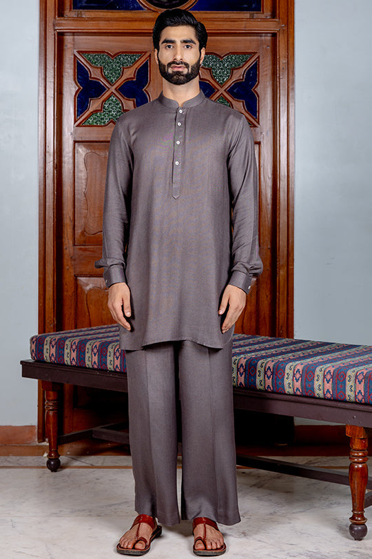 Onyx twill kurta Farshi set with zardozi heart detailing Nafsstore
