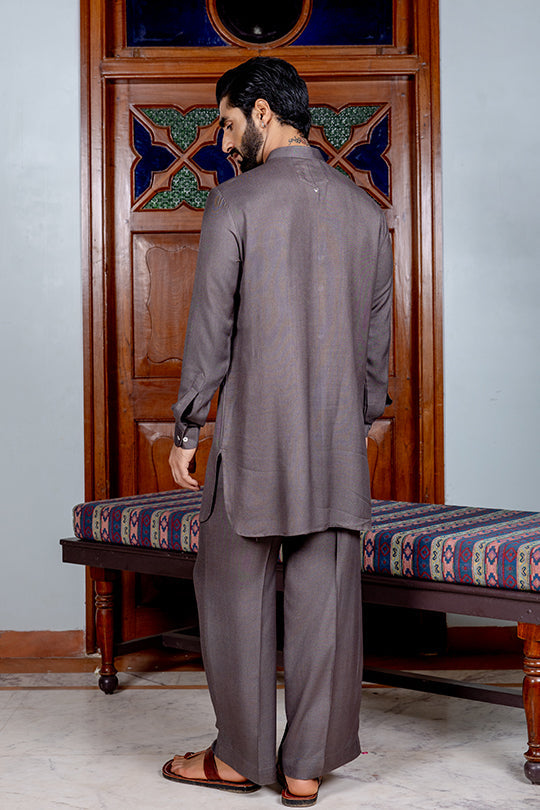 Onyx twill kurta Farshi set with zardozi heart detailing Nafsstore